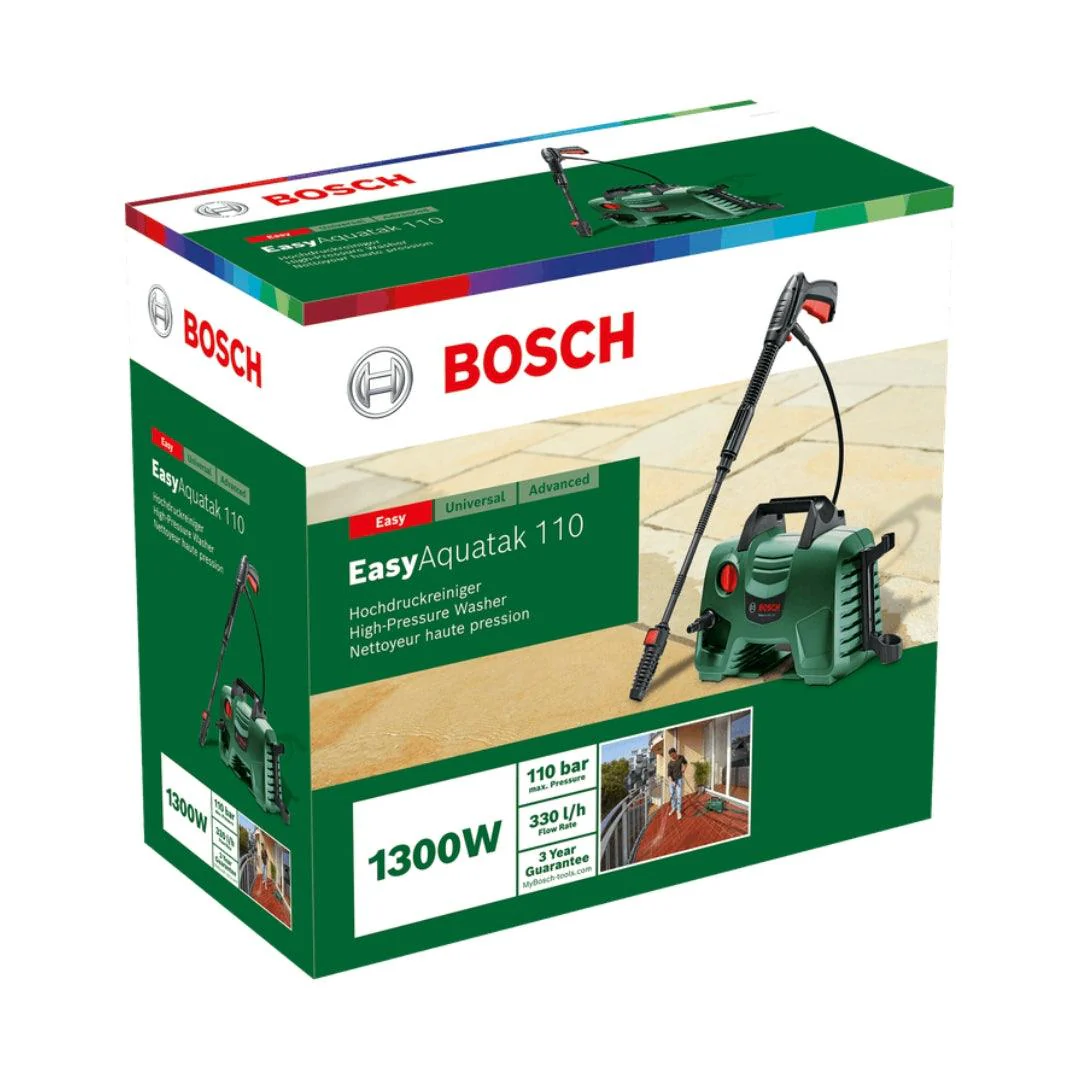 Bosch EasyAquatak 110 Bar Pressure Washer | 1300W Powerful Motor | 330 L/H Water Flow | Compact & Portable | Premium Accessories Included - Image 5