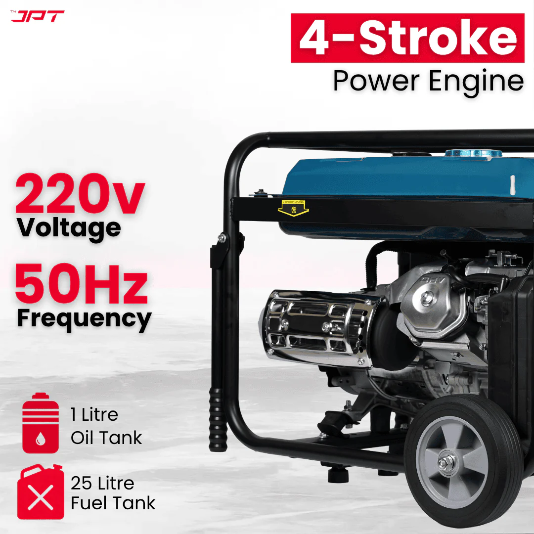DAYURI Heavy-Duty 5.5Kw Portable Petrol Generator | Single Phase 4-Stroke Engine | Push-Button & Recoil Start | 220V/50Hz AC + 12V DC | 25L Fuel Tank | Ideal for Home, Business & Outdoor - Image 4
