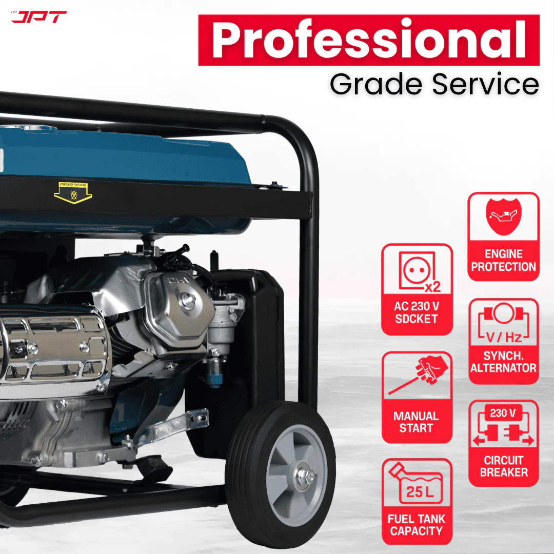 DAYURI Heavy-Duty 5.5Kw Portable Petrol Generator | Single Phase 4-Stroke Engine | Push-Button & Recoil Start | 220V/50Hz AC + 12V DC | 25L Fuel Tank | Ideal for Home, Business & Outdoor - Image 8