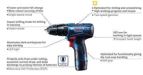 Bosch GSB 120 Kit Professional Cordless Impact Drill Driver with 12V Double battery - Image 8