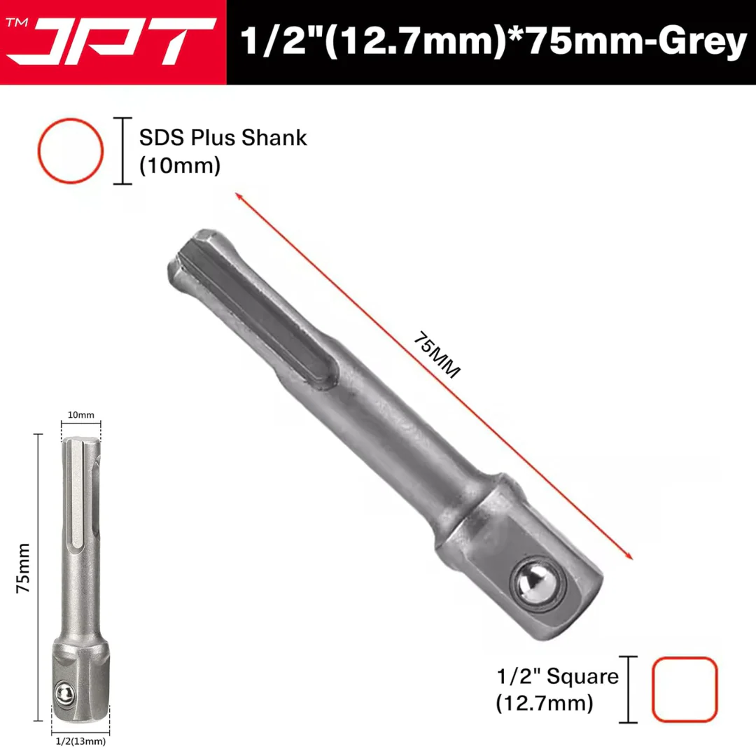 JPT 1/2-Inch SDS Plus Impact Socket Adapter | Quick Change Hex Extension Adapter | Hammer Drill Connector for Impact Wrenches & Rotary Hammers - Image 7
