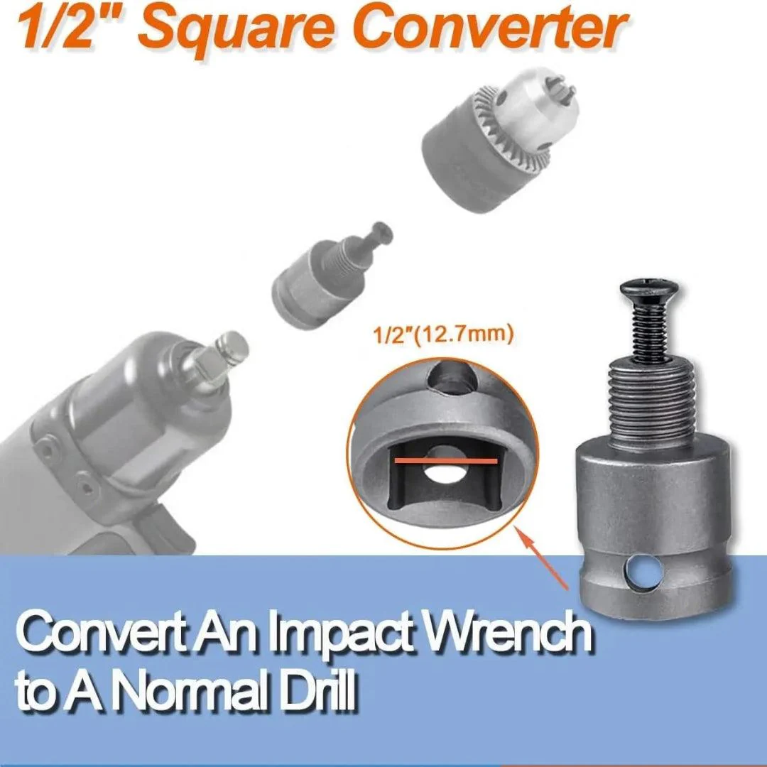 JPT 1/2 Inch Square Drive To 20UNF Drill Chuck Socket Adapter Impact Wrench Chuck Converter To Electric Drill | Chucks Adaptor Conversion For Impact And Ratchet Wrench - Image 5