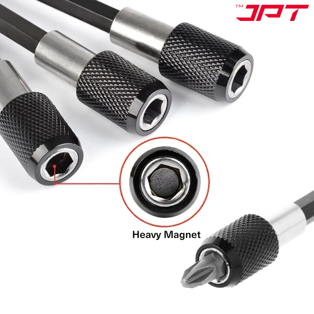 JPT 1/4-Inch Hex Shank Magnetic Bit Holder | Quick Release Screwdriver Extension Bar | 150MM Drill Bit Holder with Adjustable Collar for Impact Driver & Electric Drill - Image 5