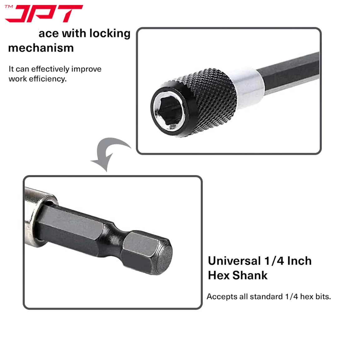 JPT 1/4-Inch Hex Shank Magnetic Bit Holder | Quick Release Screwdriver Extension Bar | 60MM Drill Bit Holder with Adjustable Collar for Impact Driver & Electric Drill - Image 7