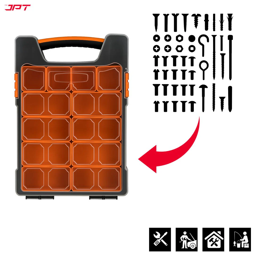 JPT Heavy-Duty Transparent 10 Removable Deep Bins Tool Organizer, Great Organization and Storage for Hardware Assorted Nails, Dowels, Screws, Nuts and Bolts - Image 5