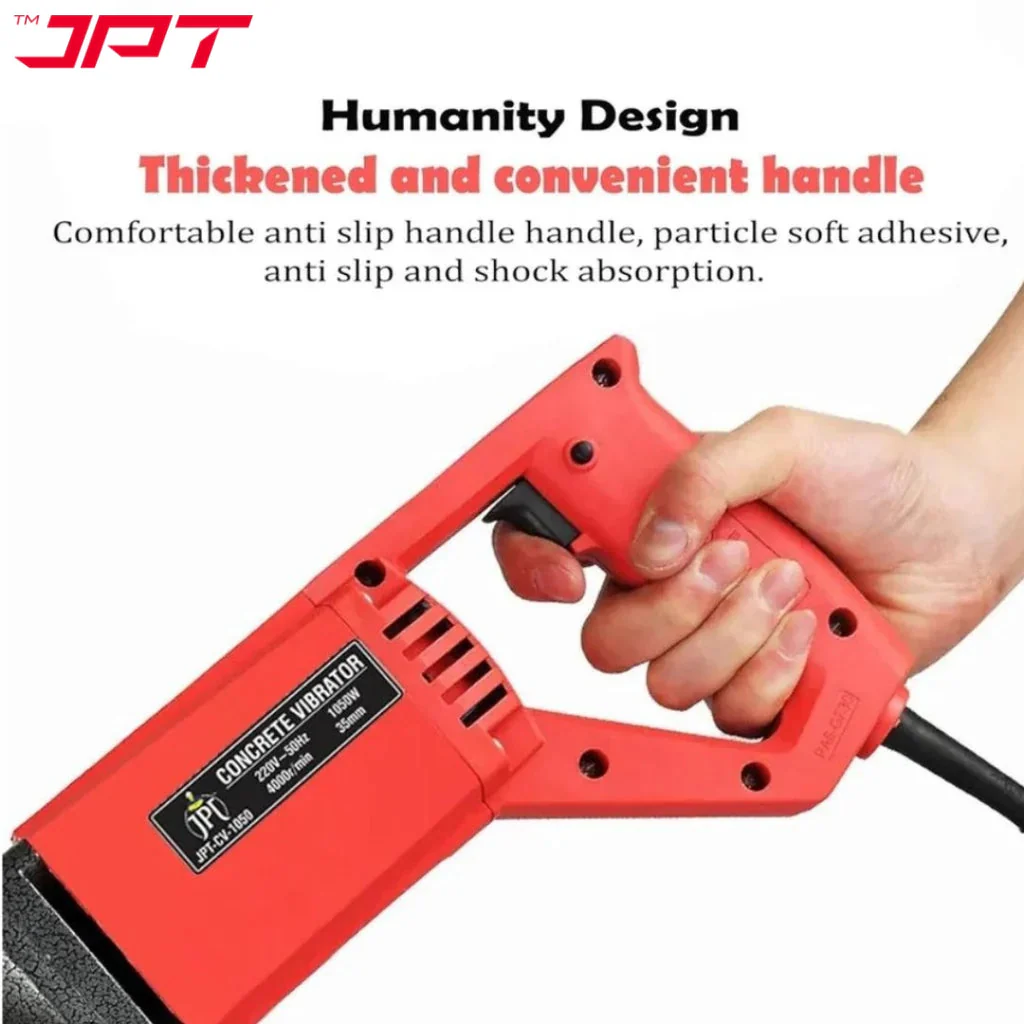 JPT Heavy Duty 1050-Watt Concrete Vibrator Machine | 10000 Vibrations Per Minute | 4000 RPM Speed | Pure Copper Winding Motor | 35mm Chuck | 1.5m And 3m Concrete Vibrator Needles Set Included - Image 5