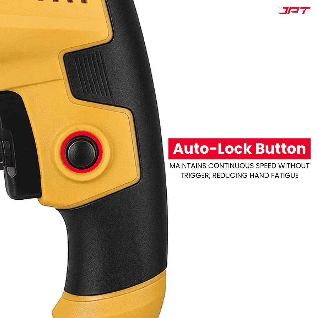JPT Heavy-Duty Electric Drill Machine | 10MM Chuck | 500W Motor | 3000RPM Speed | 12-Speed Selection | Forward & Reverse | Auto-Lock Button | 4 Wood & 8 Masonry Drill Bits Included - Image 6