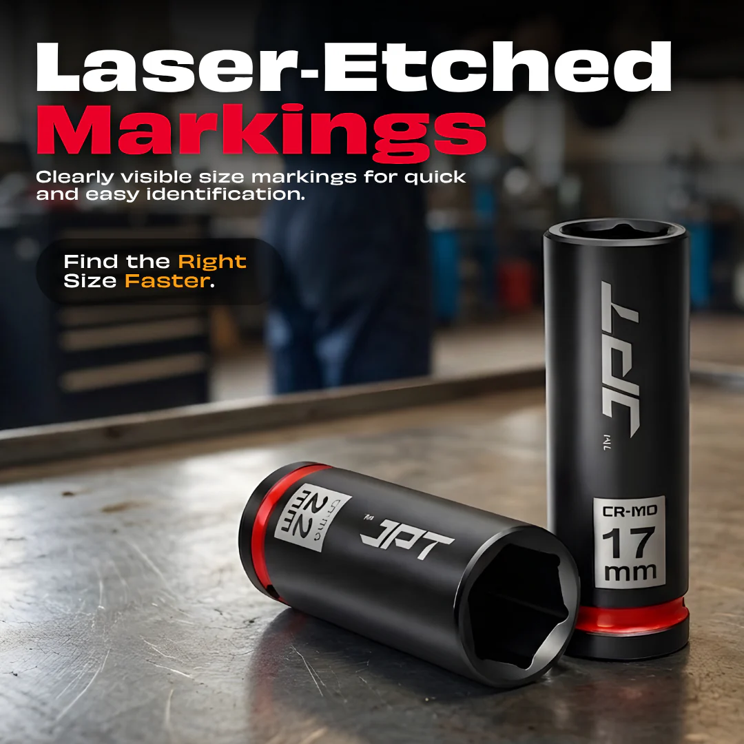 JPT Ultra Heavy Duty CR-MO Deep Impact Socket Set (10–24mm) 1/2” Drive - Image 2