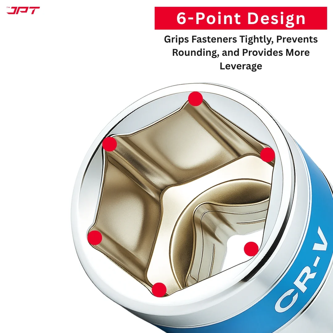 JPT 12-In-1 1/2" Ratchet Spanner Socket Set | CR-V Build with 6-Point Design | Ratchet Spanner With Quick-Release Reversible Mode & Spring-Loaded Ball | Best for Home, Car, Bike, Cycle, Automotive Repair - Image 7