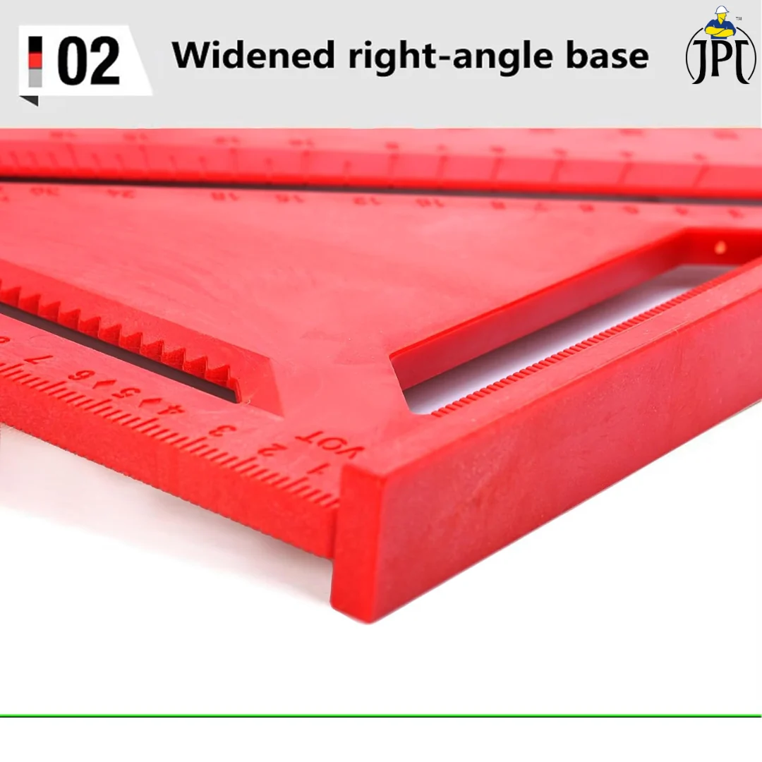 JPT 12-Inch Thickened 45°/90° Carpenter Square | ABS Build Triangle Ruler | Laser-Engraved Scale | Widened Base Design | Best For Carpentry, Woodworking, Construction, And DIY - Image 5