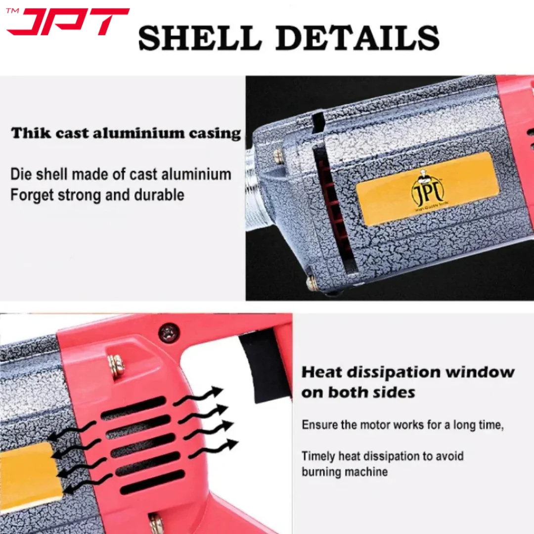 JPT Heavy Duty 1250-Watt Handheld Electric Concrete Vibrator Machine | 13000 Vibrations Per Minute | 1300 RPM Speed | 35mm Chuck | Copper Armature | With 1.5-Metre Vibrator Needle Included - Image 4