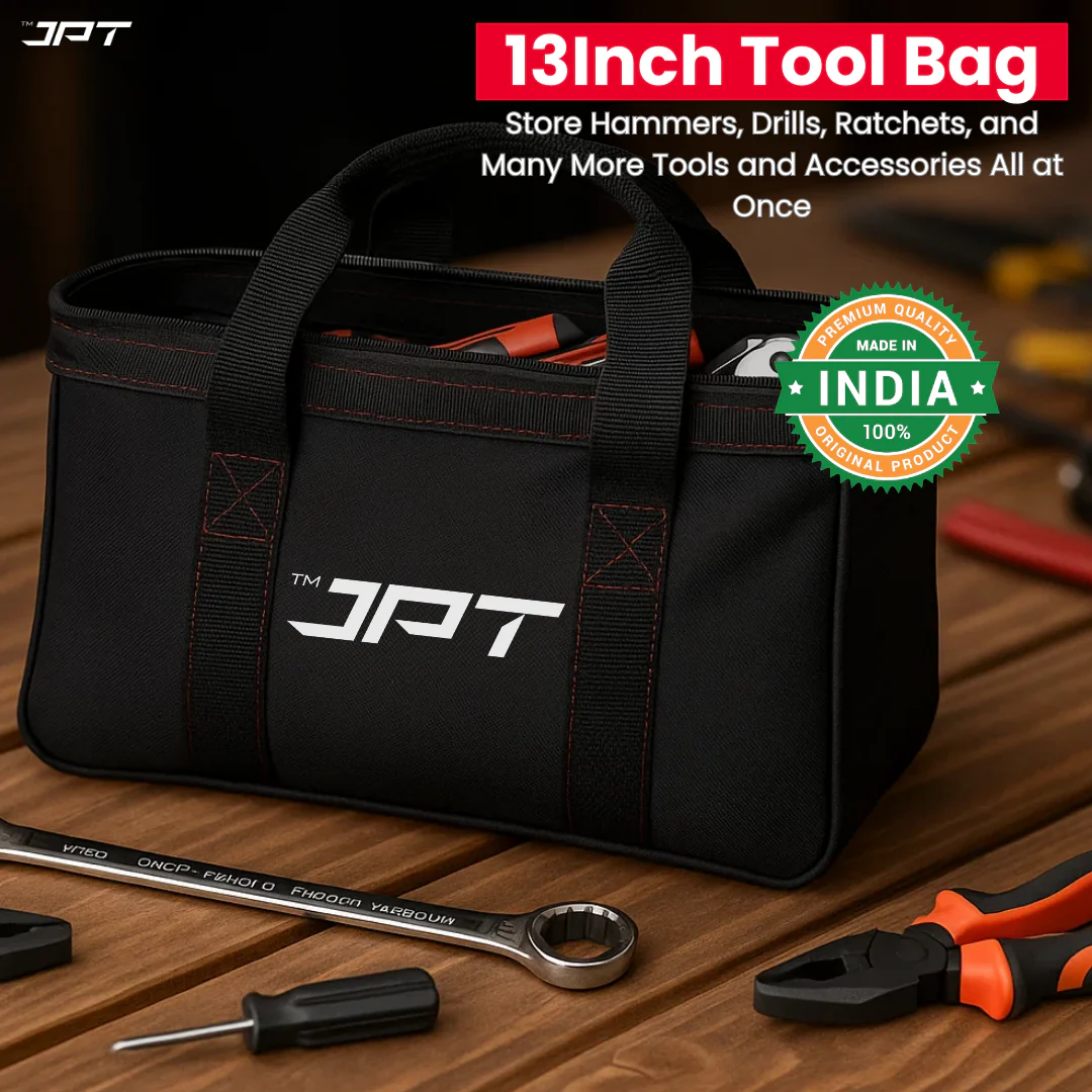 JPT 13" Heavy-Duty Tool Bag | Oxford Cloth and Fine Stitching | Wide Mouth Storage | For Electricians, Technicians, Mechanics, Carpenters, Plumbers Needing Rugged Durability and Portability - Image 6