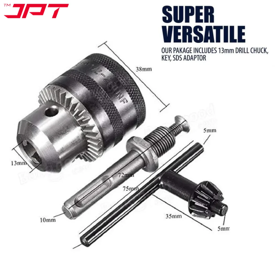 JPT Heavy Duty 13mm Drill Chuck with Key and SDS Plus Shank Adapter for Impact Drills and Rotary Hammers - Image 4