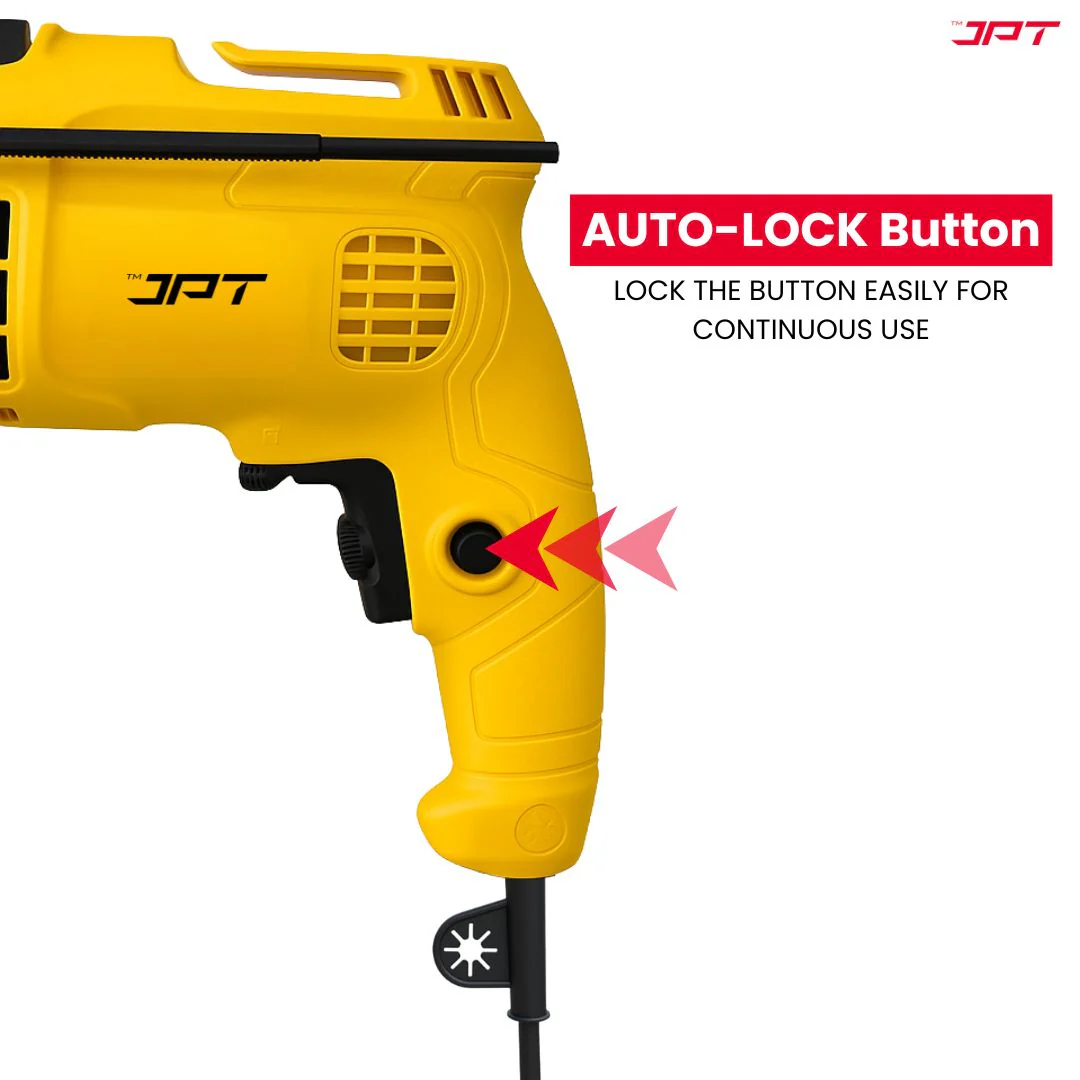 JPT Heavy-Duty Electric Drill Machine | 13MM Chuck | 650W Motor | 3000RPM Speed | 12-Speed Selection | Drilling & Impacting Modes | Forward & Reverse | Auto-Lock Button | Drill Machine for Masonry, Steel & Wood Drilling - Image 6