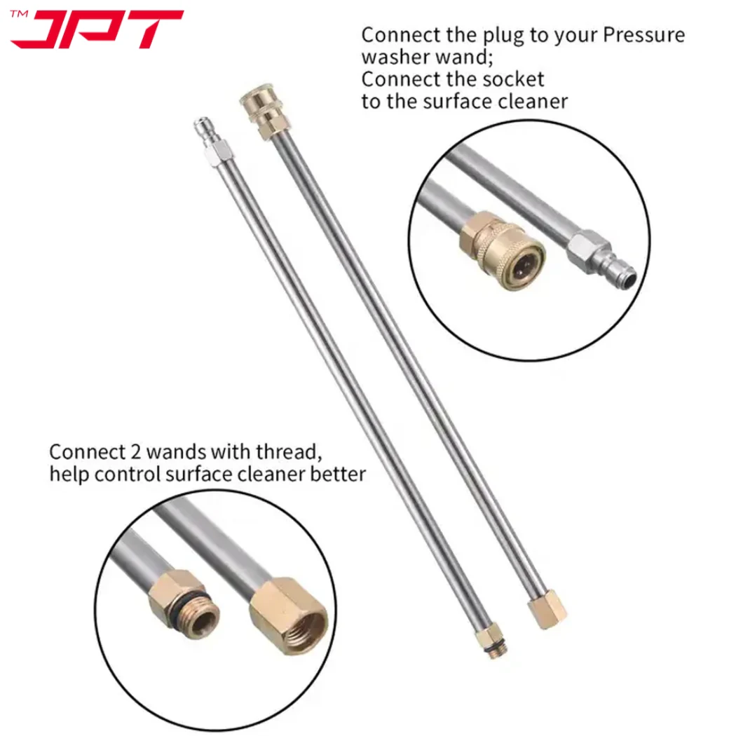 JPT 15-Inch Pressure Washer Surface Cleaner with 2 Extension Wands 1/4" Quick-Connect Plug, Floor Cleaner Lance for Driveways, Sidewalks, Patios, and Decks - Image 6