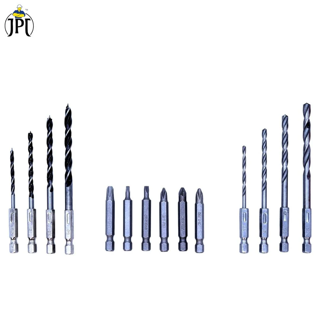 JPT 15-Piece Drill & Screwdriver Bits Combo | 8-Piece Drill Bits | 6-Piece Screw Driver Bits | 1 FLexible Drill Extenstion - Image 2