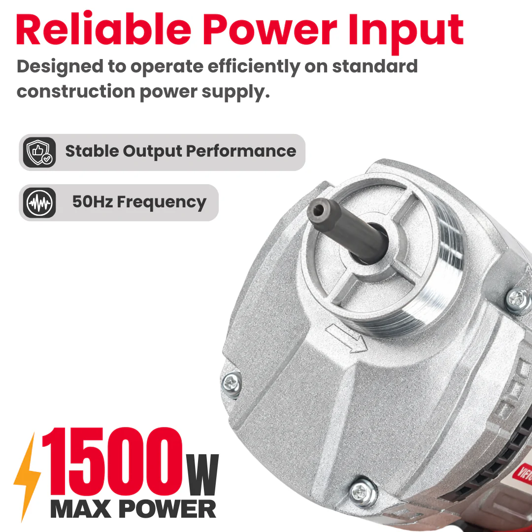 JPT Ultra Heavy-Duty 1500W Electric Concrete Vibrator Machine | 4200 RPM High Speed | Copper Winding Motor | 35MM Mount | Flexible Shaft Needle Vibrator for RCC Slab, Column & Footing Compaction | 3MTR Needle Included - Image 4