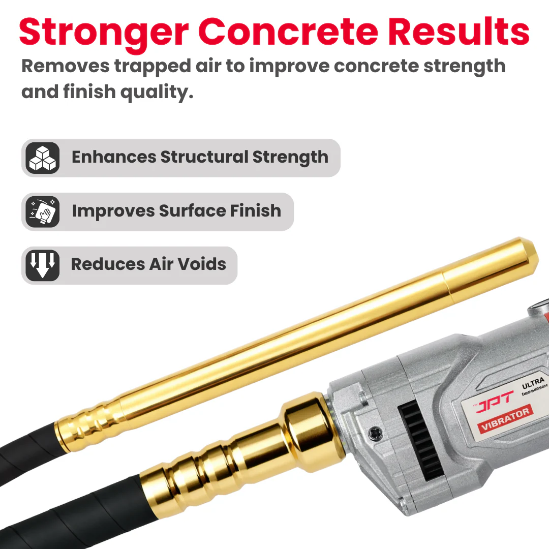 JPT Ultra Heavy-Duty 1500W Electric Concrete Vibrator Machine | 4200 RPM High Speed | Copper Winding Motor | 35MM Mount | Flexible Shaft Needle Vibrator for RCC Slab, Column & Footing Compaction | 3MTR Needle Included - Image 5