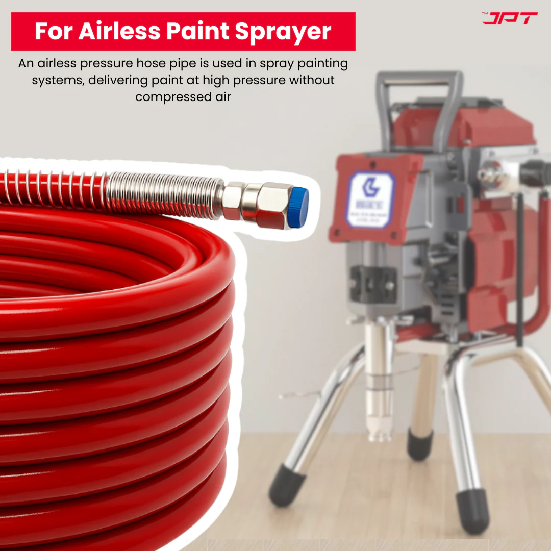 JPT 1/4" 15M Airless Paint Sprayer Hose, High-Flex PVC with Stainless Steel Spring Guard, 3300 PSI (228 Bar) Pressure Handle, SS Threaded Connection for Professional Paint Spray Machines - Image 5