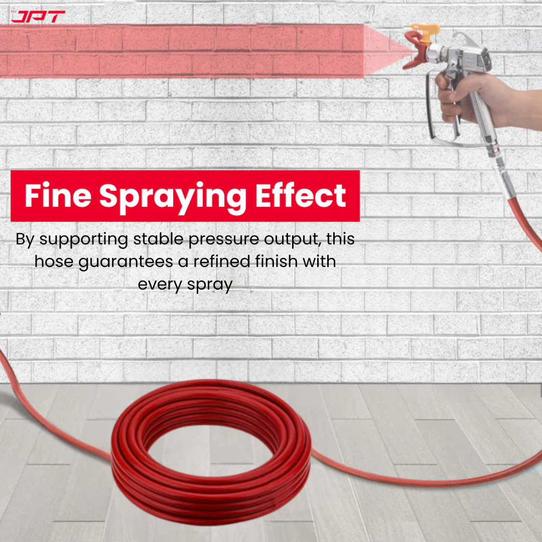 JPT 1/4" 15M Airless Paint Sprayer Hose, High-Flex PVC with Stainless Steel Spring Guard, 3300 PSI (228 Bar) Pressure Handle, SS Threaded Connection for Professional Paint Spray Machines - Image 6
