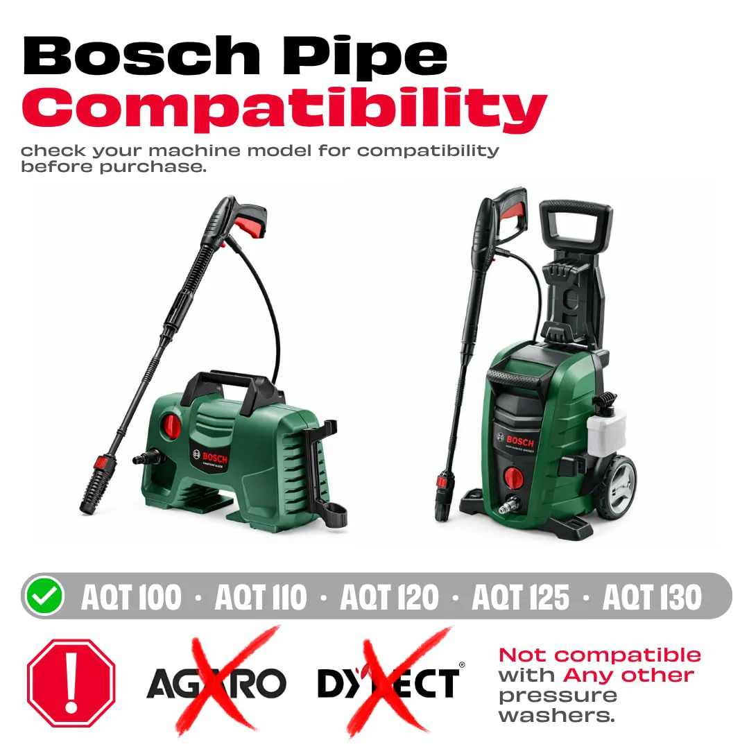 JPT Ultra Heavy-Duty 8Mtr High Pressure Hose Pipe Compatible With Bosch AQT/Aquatak 100, 110, 120, 125 & 130 Series Withstand Up to 450 Bar (6525 PSI) of Pressure | Premium PVC + PE Layers and Reinforced Braid - Image 2