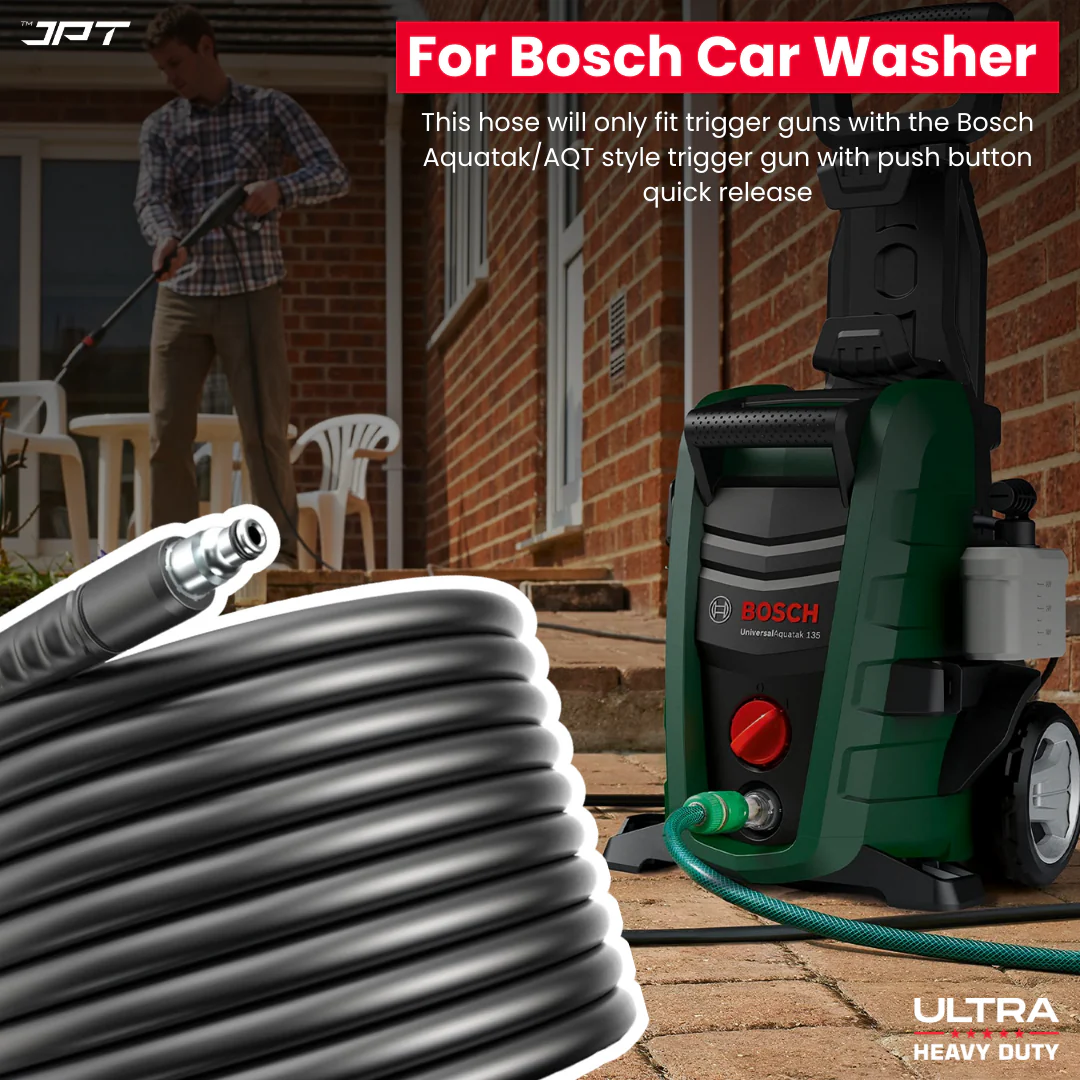 JPT Ultra Heavy-Duty 8Mtr High Pressure Hose Pipe Compatible With Bosch AQT/Aquatak 100, 110, 120, 125 & 130 Series Withstand Up to 450 Bar (6525 PSI) of Pressure | Premium PVC + PE Layers and Reinforced Braid - Image 7