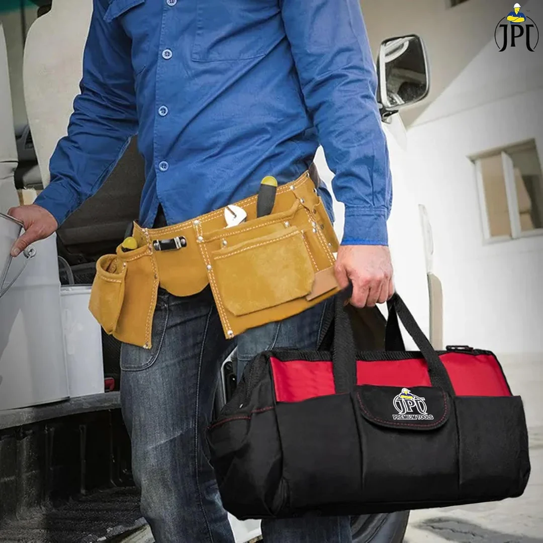 JPT 16-Inch Heavy Duty Waterproof Tool Bag | Oxford Cloth and Fine Stitching Build | Made-In India Bag | Portable Bag for Electrician, Technician, Mechanics, Carpenter, and More - Image 7