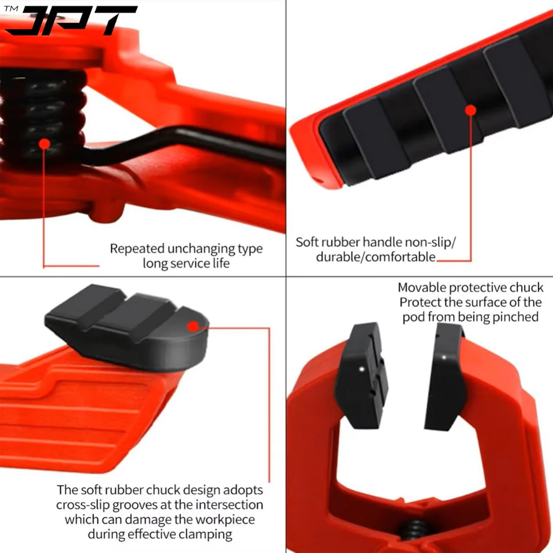 JPT 2.5 Inch Ultra Heavy-Duty Spring Clamp 66mm Wide Jaw | Reinforced Body with Hardened Steel Spring | 45° Rotating Pads | Strong Grip Woodworking & Carpentry Clamp for Workshop & DIY Use - Image 4