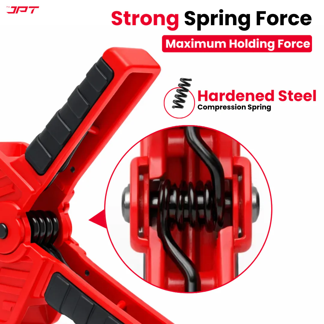 JPT 2 Inch Ultra Heavy-Duty Spring Clamp 50mm Wide Jaw | Reinforced Body with Hardened Steel Spring | 45° Rotating Pads | Strong Grip Woodworking & Carpentry Clamp for Workshop & DIY Use - Image 4