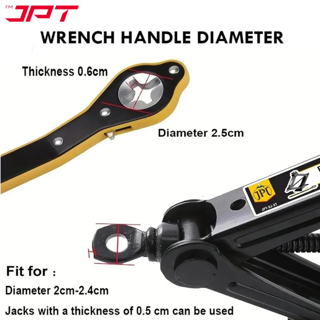 JPT Professional Folding Car Jack with A Load-Bearing Capacity of 2 Tons | Manual Scissor Jack in Many Cars and RVs | A Long Handle Labor-Saving Wrench Included - Image 5