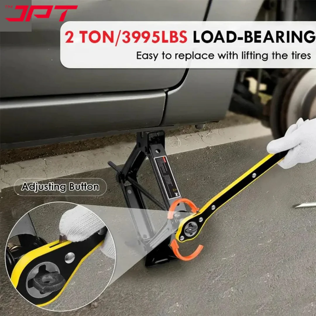 JPT Professional Folding Car Jack with A Load-Bearing Capacity of 2 Tons | Manual Scissor Jack in Many Cars and RVs | A Long Handle Labor-Saving Wrench Included - Image 6