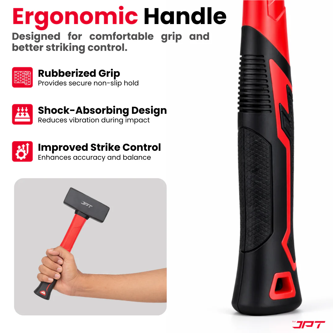 JPT 2000G Forged Steel Club Hammer – Heavy Duty Professional Lump Hammer with Anti-Slip Rubber & Shock-Absorbing Grip, Hammr for Demolition, Masonry & Fabrication Works - Image 4