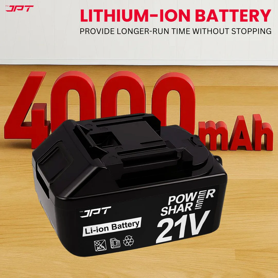 JPT 21V Heavy-Duty Cordless Impact Wrench | Brushless Motor | 400N·M Torque | 3500RPM Speed | 4000mAh Li-Ion Battery | Smart LED Display & Panel | Forward/Reverse | Best for Car, Bike, and Home Use - Image 7