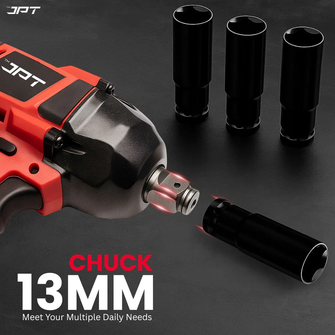 JPT 21V Heavy-Duty Cordless Impact Wrench | Brushless Motor | 400N·M Torque | 3500RPM Speed | 4000mAh Li-Ion Battery | Smart LED Display & Panel | Forward/Reverse | Best for Car, Bike, and Home Use - Image 8