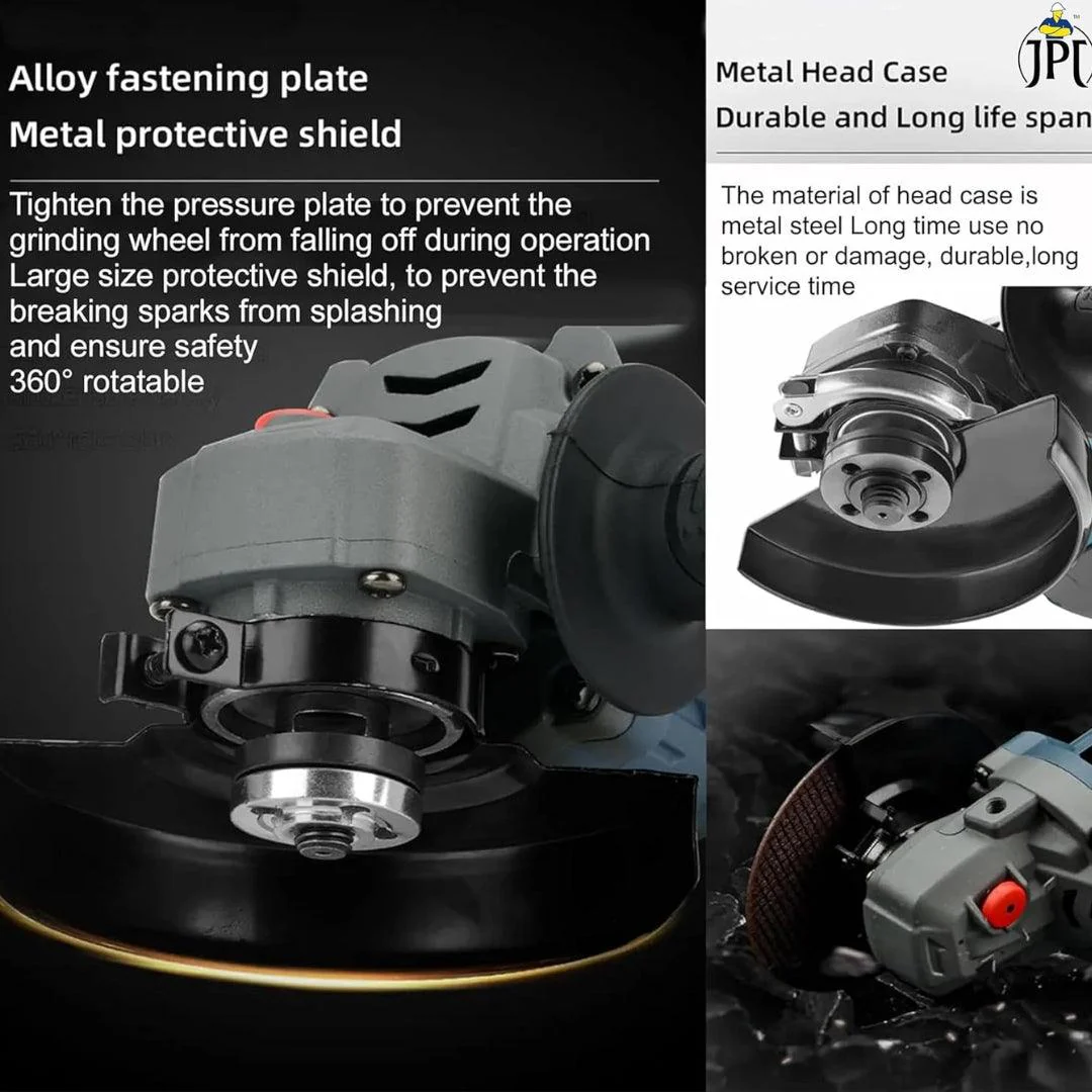 JPT 21V Brushless Heavy Duty Cordless Angle Grinder | 11000 RPM Speed | 21mm Cutting Depth | Smart Variable Speed Control Panel | 4000mAh Battery | Fast Charger - Image 4