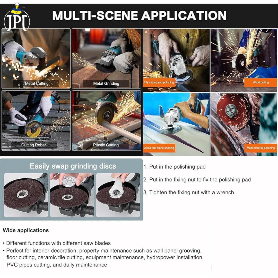 JPT 21V Brushless Heavy Duty Cordless Angle Grinder | 11000 RPM Speed | 21mm Cutting Depth | Smart Variable Speed Control Panel | 4000mAh Battery | Fast Charger - Image 6