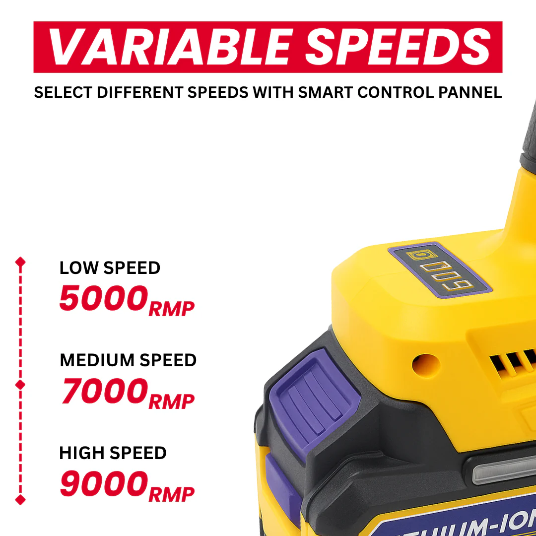 JPT 21V Heavy-Duty Cordless Angle Grinder Machine | Brushless Motor | 3-Speed Modes (5000–9000 RPM | 100mm Disc | Spindle & Speed Lock | 6000mAh Battery - Image 4