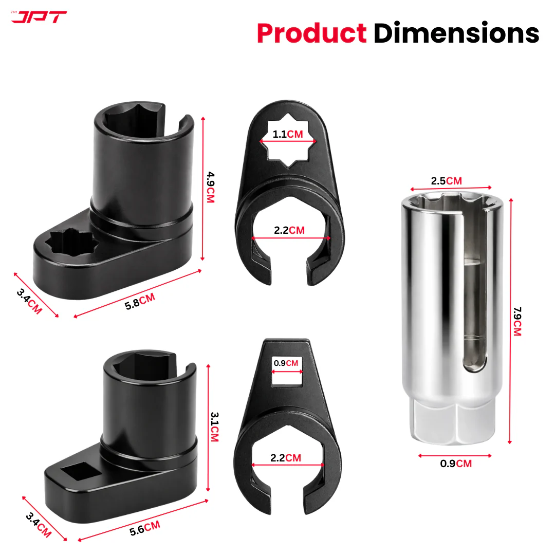 JPT 3-Piece Professional Oxygen Sensor Socket Tool Set 22mm – Offset & Slotted O2 Sensor Socket for Tight Engine Spaces | Heavy Duty Car Oxygen Sensor Removal Tool for Garage & Workshop Use - Image 6