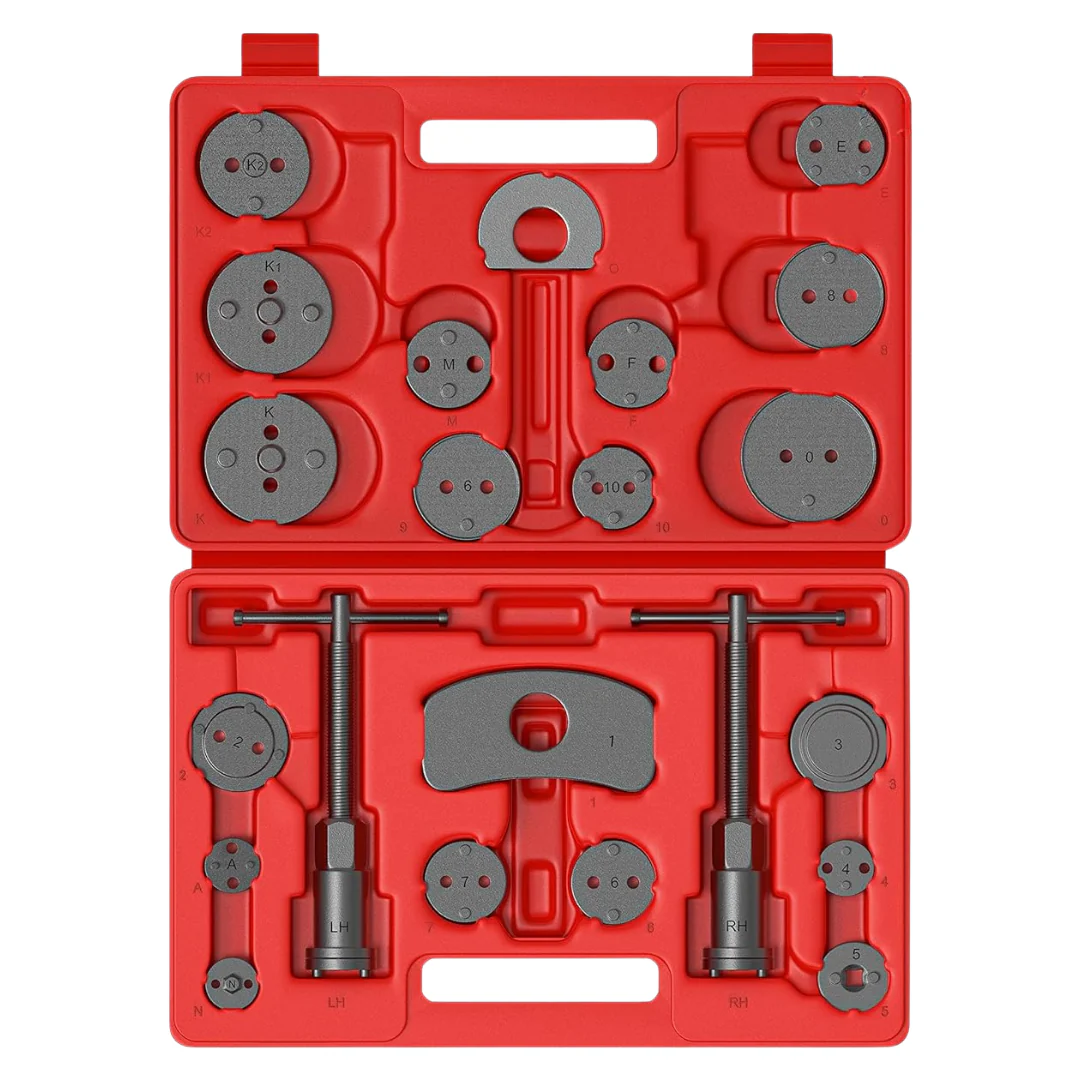 JPT 22pcs Heavy-Duty Universal Brake Caliper Piston Rewind Kit | Disc Brake Caliper Wind-Back Tool Set for Car & SUV Brake Pad Replacement & Maintenance