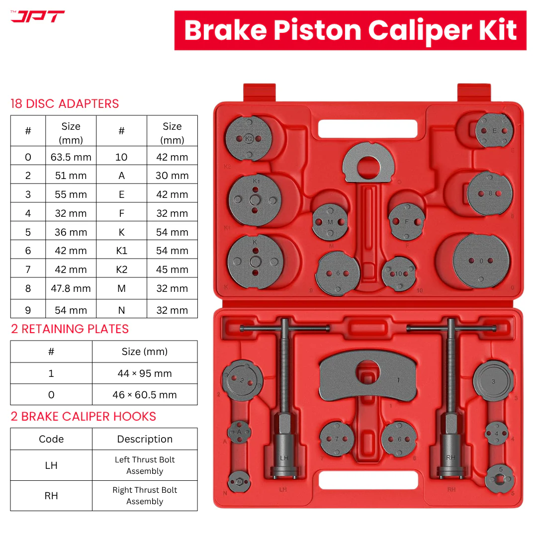 JPT 22pcs Heavy-Duty Universal Brake Caliper Piston Rewind Kit | Disc Brake Caliper Wind-Back Tool Set for Car & SUV Brake Pad Replacement & Maintenance - Image 5