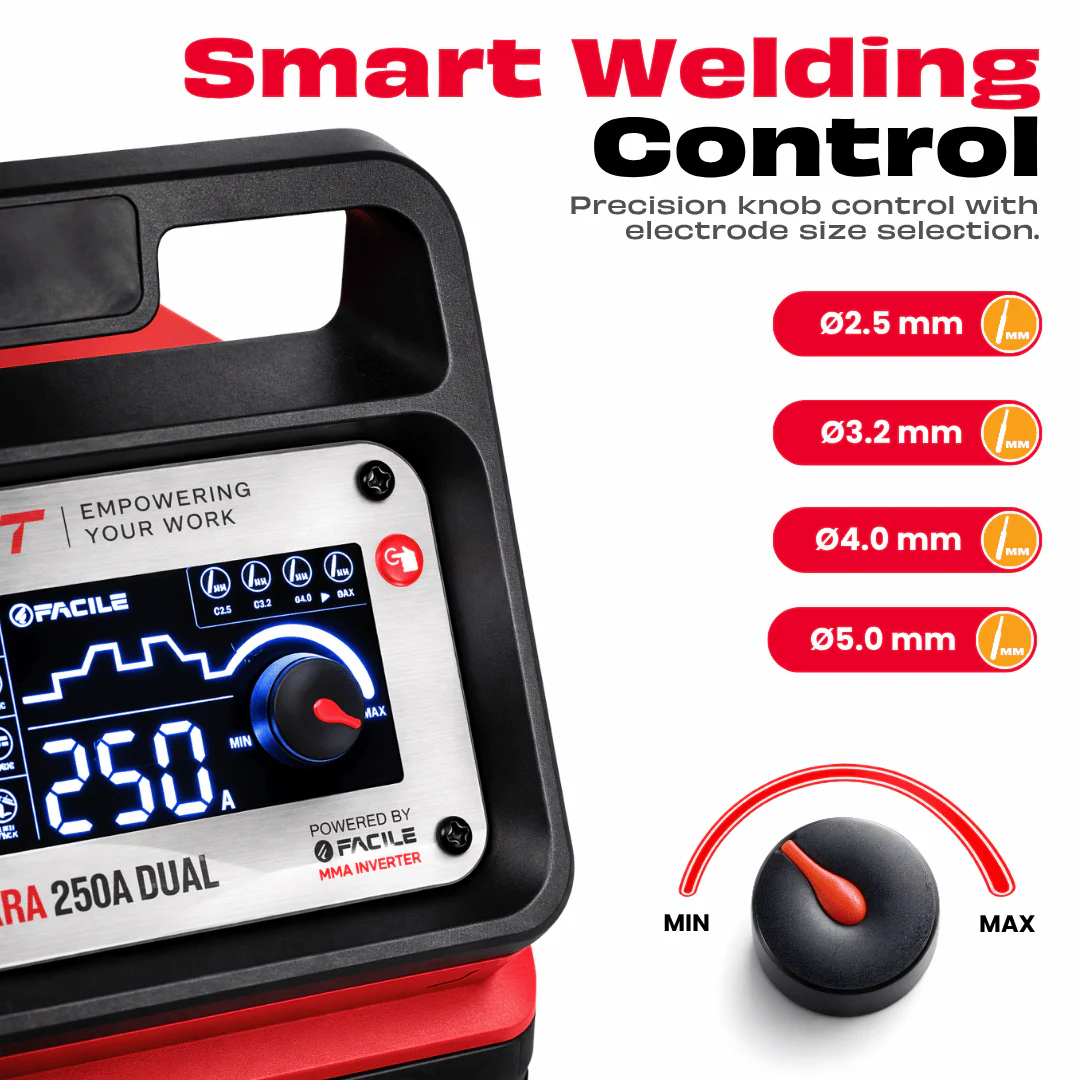 JPT 250A Ultra Heavy Duty Dual Phase ARC/MMA Inverter Welding Machine (220V / 380V) with Lift TIG, VRD, Hot Start, Arc Force, Anti-Stick & Digital Display - Image 7