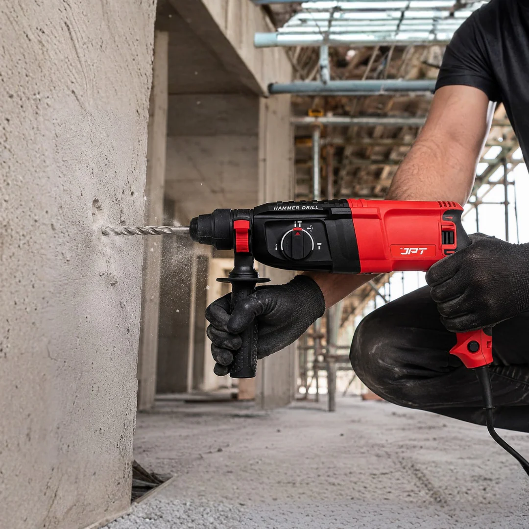 JPT Pro 26MM SDS-Plus Heavy-Duty Rotary Hammer Drill Machine | 1050W Motor | 1200RPM Speed | 3.0 Joules Impact | 4900 BPM Force | 3 Function Modes | Forward & Reverse Function - Image 8
