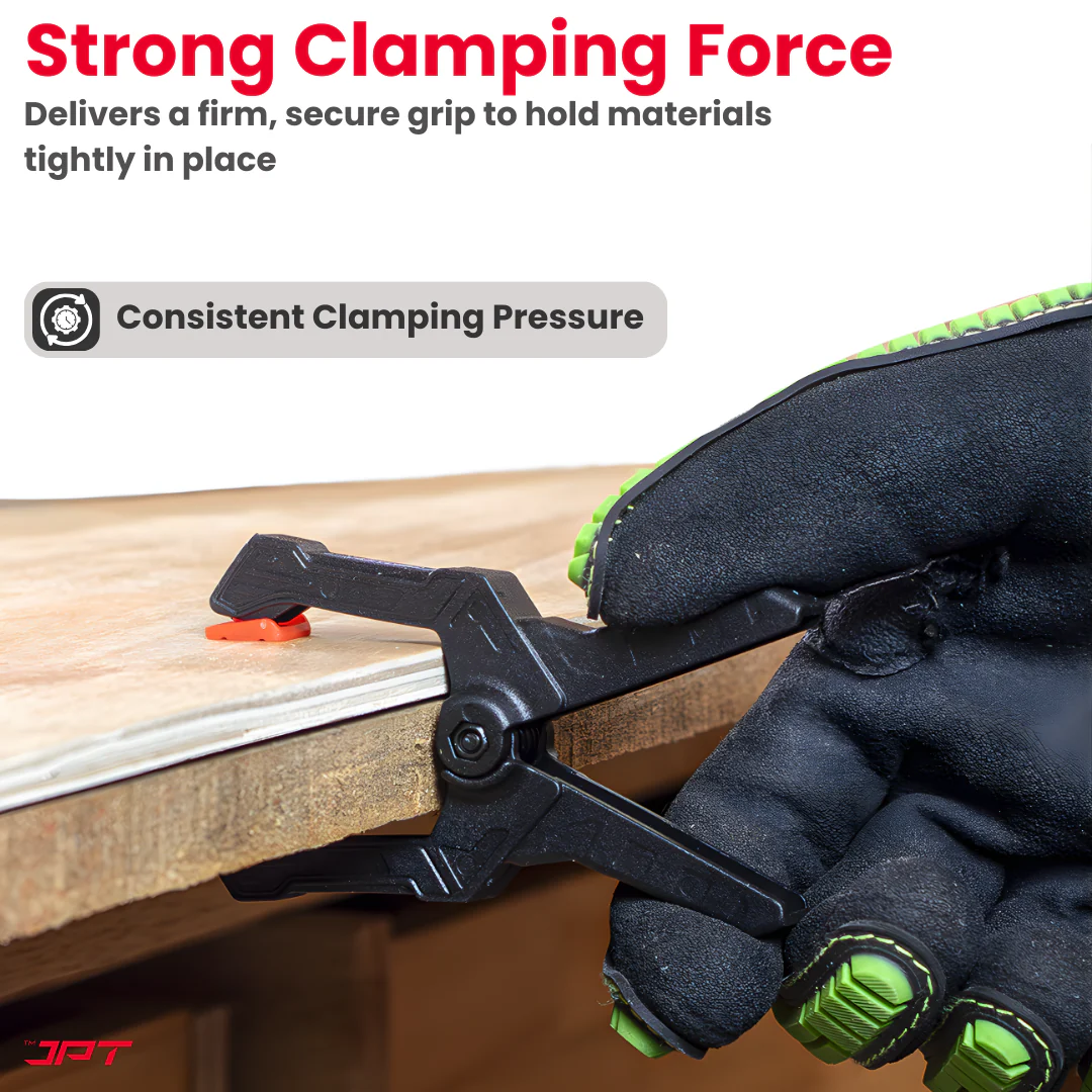 JPT 3.5-Inch Heavy Duty Spring Clamp | 45mm Wide Jaw, High-Tension Steel Spring | One-Hand Quick Grip, Non-Slip Pads | Woodworking, Carpentry & DIY Clamp PACK OF 4 - Image 3