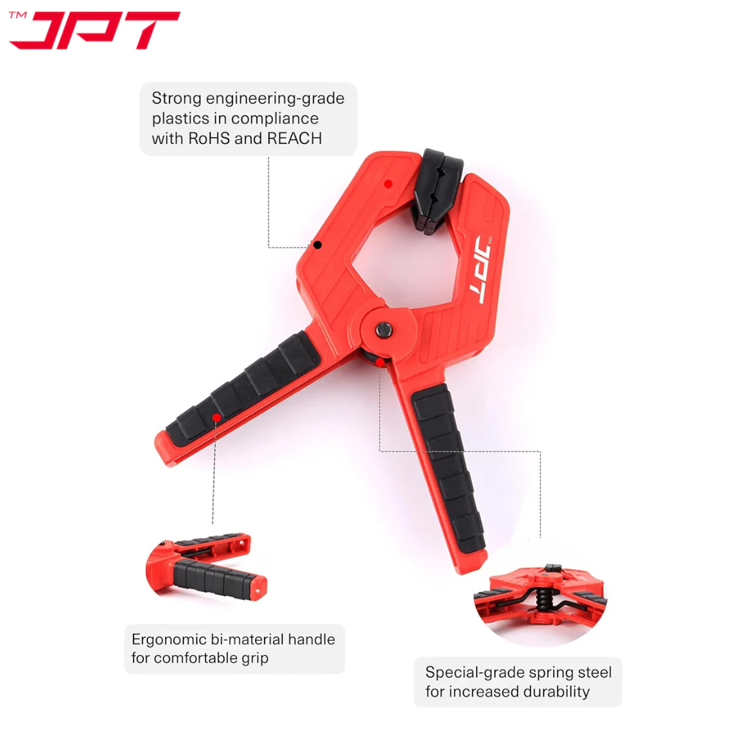 JPT 3 Inch Ultra Heavy-Duty Spring Clamp 80mm Wide Jaw | Reinforced Body with Hardened Steel Spring | 45° Rotating Pads | Strong Grip Woodworking & Carpentry Clamp for Workshop & DIY Use - Image 4