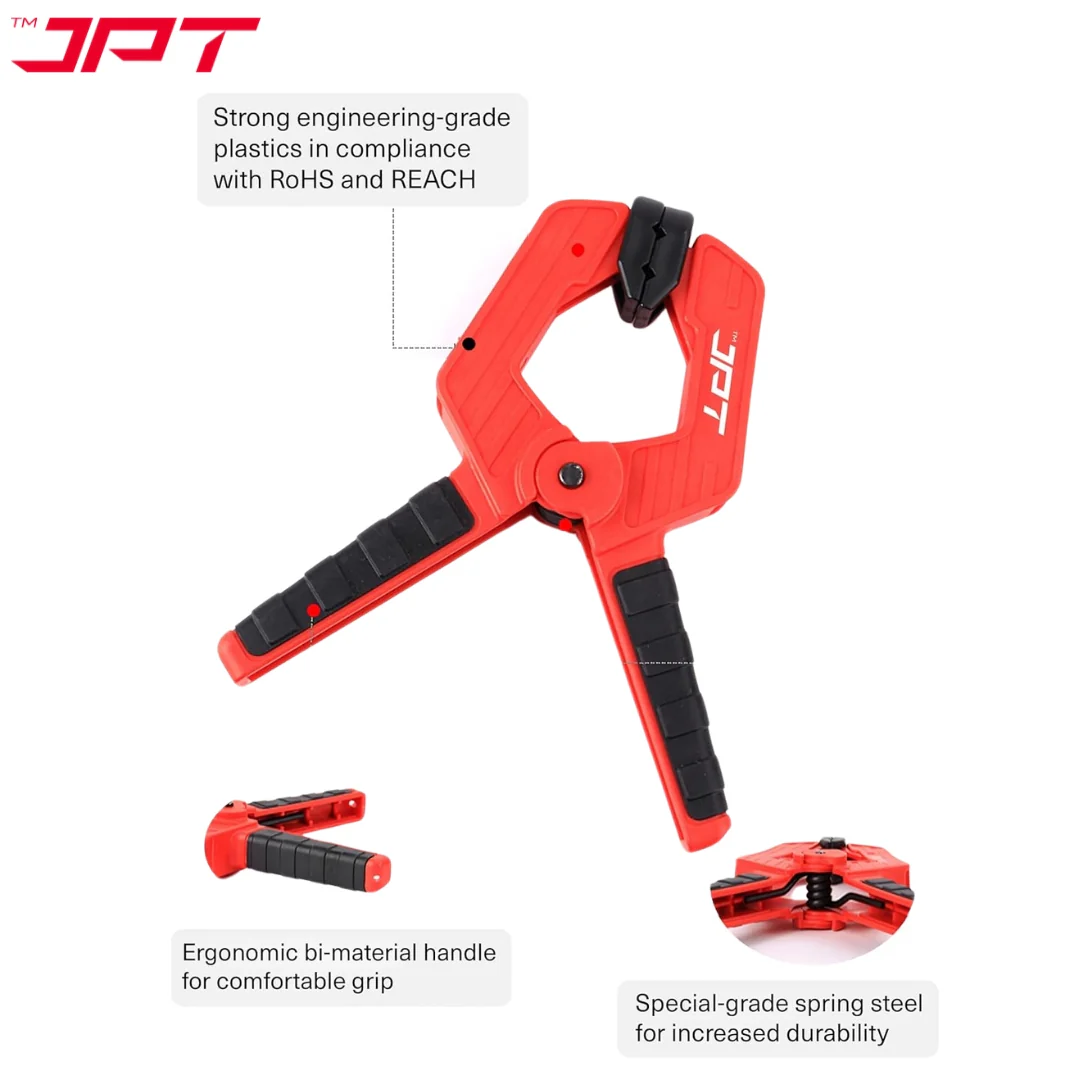 JPT 3pcs Ultra Heavy-Duty Spring Clamp Combo Set | 2.5", 3" And 4" Spring Clamp | Reinforced Body with Hardened Steel Spring | 45° Rotating Pads | Strong Grip Woodworking & Carpentry Clamp for Workshop & DIY Use - Image 5
