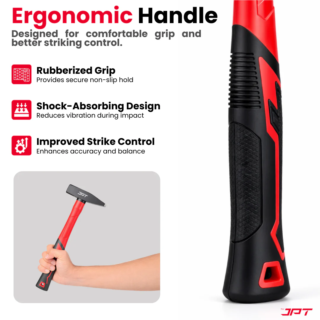 JPT 300G Forged Steel Machinist Hammer with Anti-Slip Rubber Grip Handle – Heavy Duty Professional Club Hammer for Workshop, Metal Fabrication & Chisel Work - Image 4