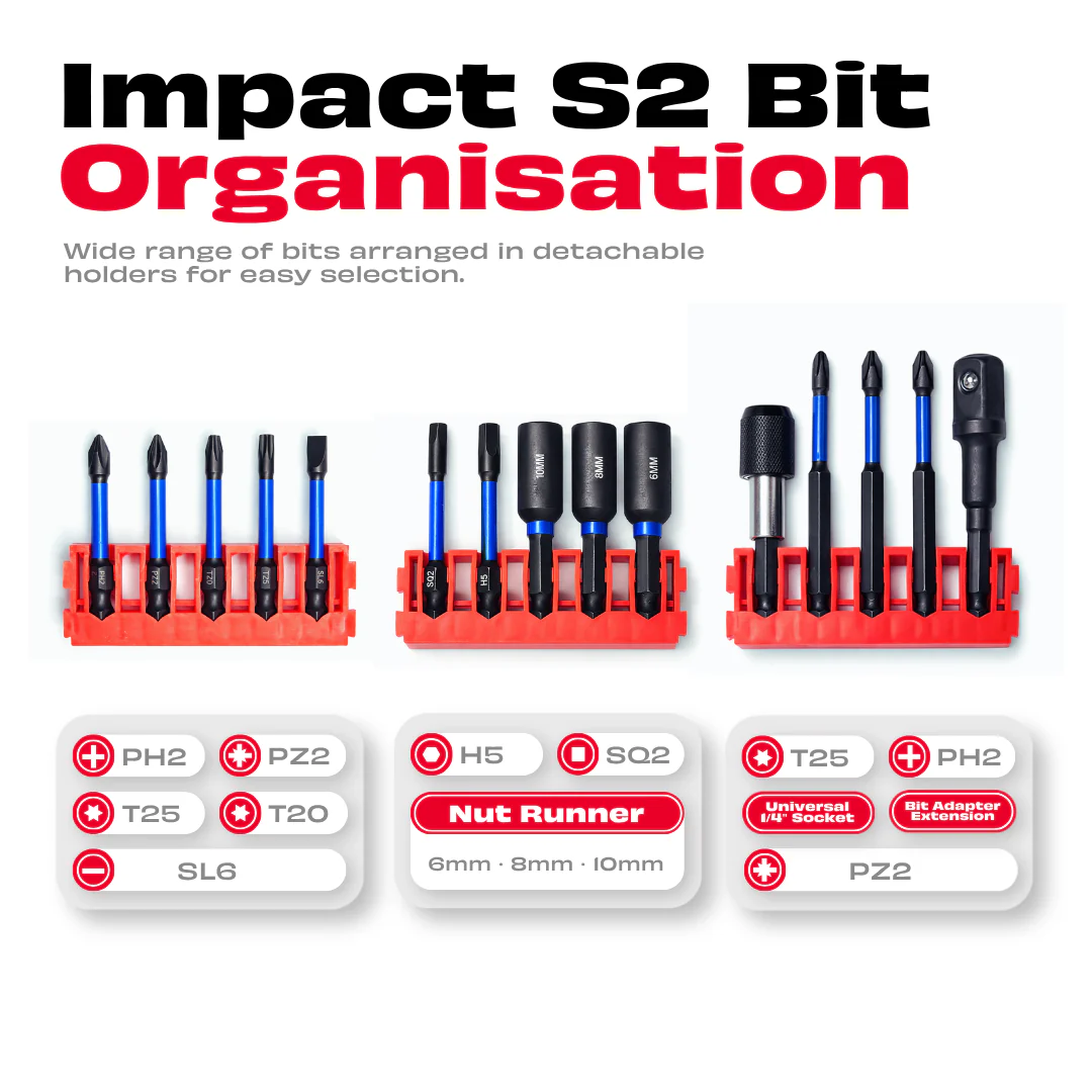 JPT 31-Piece Impact Driver Bit Set | S2 Taiwan Steel Impact Rated Bits with Phillips, Torx, Hex & Nut Driver | Includes Bit Holder & Socket Adapter | For Drill & Impact Driver | Ultra Heavy Duty - Image 5