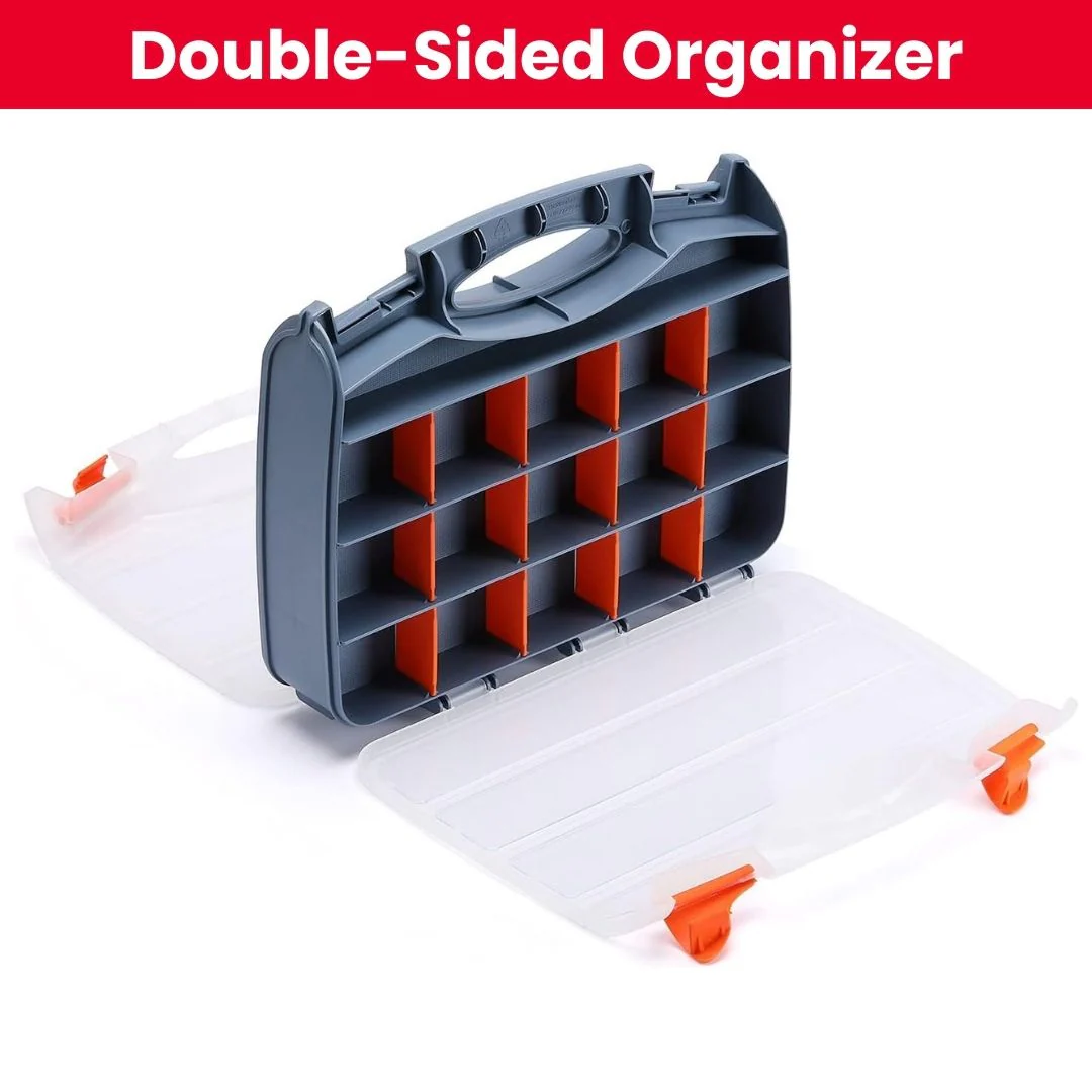 JPT Heavy-Duty Transparent Double-Sided Tool Organizer | 32 Customizable Plastic Dividers | Impact-Resistant Polymer Build | Tool Organizer for Bead/Screws/Nuts/Nails/Bolts/Bins/Crafts - Image 5