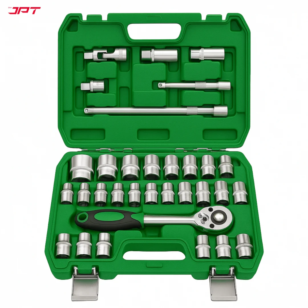 JPT 32-in-1 Socket Ratchet Wrench Set | 1/2-Inch Chrome Vanadium Set | Hand Tool Set for Bike, Car, Automobile and Other Repairing Work