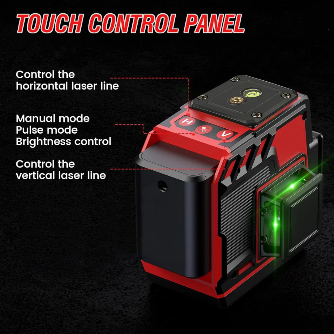 JPT 360° 3D Self-Leveling Laser Level with Mini Tripod – High-Precision Cross Line Tool for Construction, Renovation, and Floor Tiling with Two 1500mAh Batteries, Fast Charger and Durable Case - Image 4